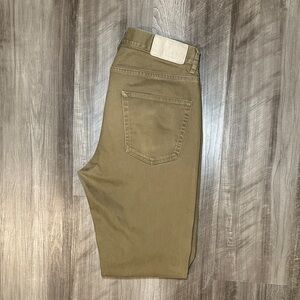 Proper Cloth Casual Relaxed Fit Novara Olive Slub Chino Jeans - 32x30